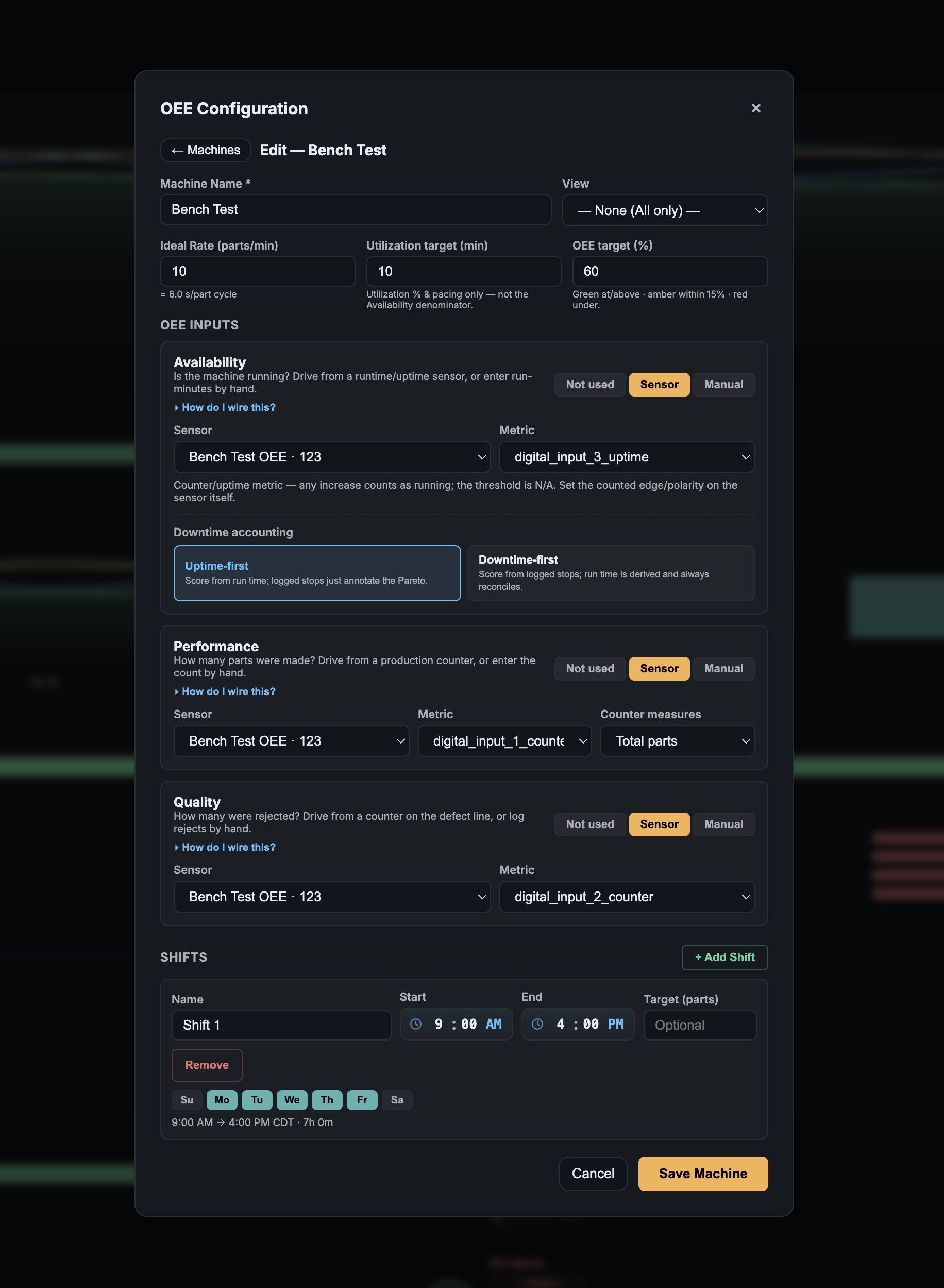 11 oee machine config