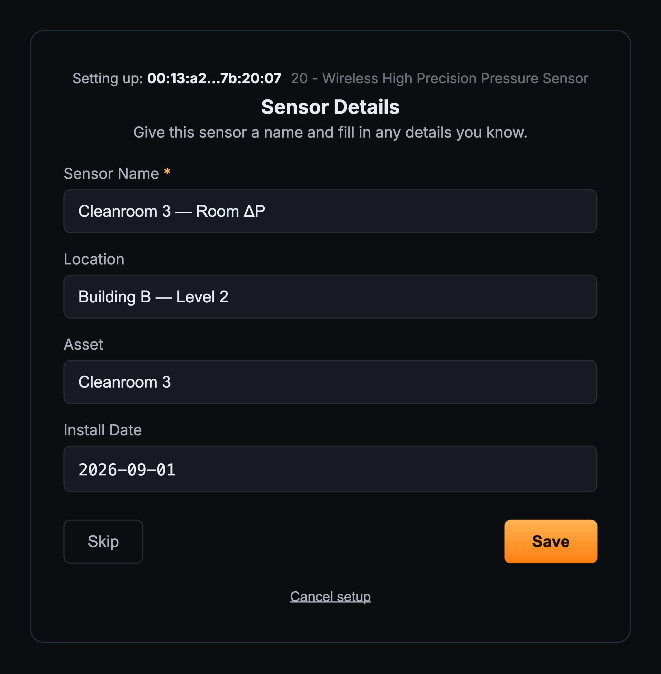 03 setup wizard sensors